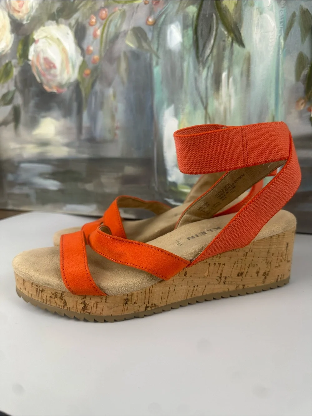 Anne Klein iFlex Orange Cork Wedge Sandals